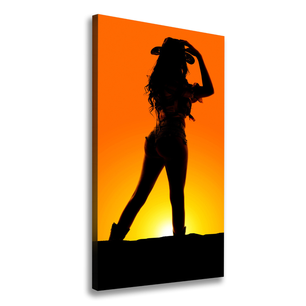 Tableau toile imprimée Silhouette d'une cow-girl