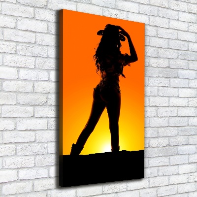 Tableau toile imprimée Silhouette d'une cow-girl