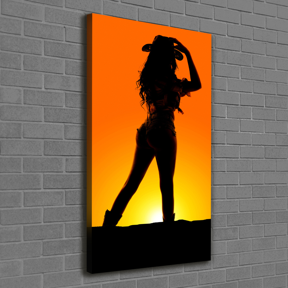 Tableau toile imprimée Silhouette d'une cow-girl