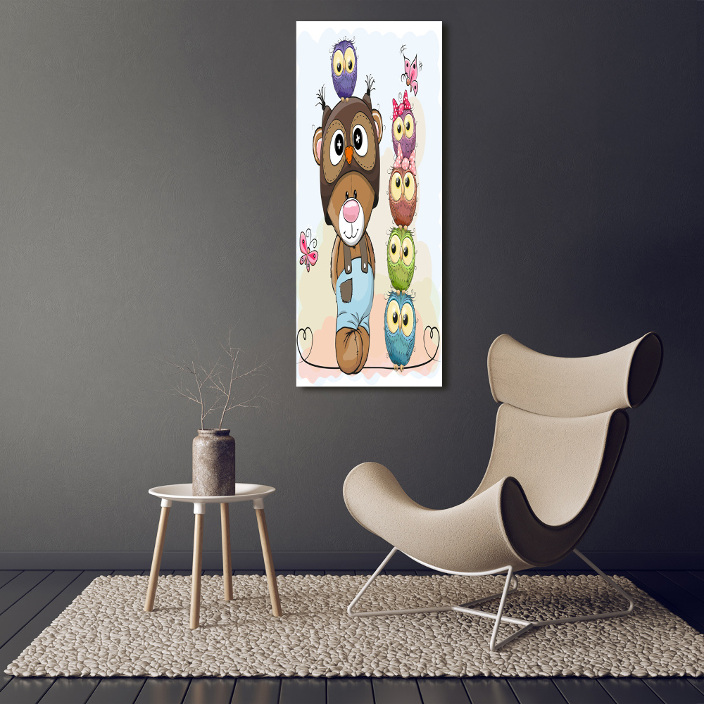 Tableau photo sur toile Ours en peluche et hiboux