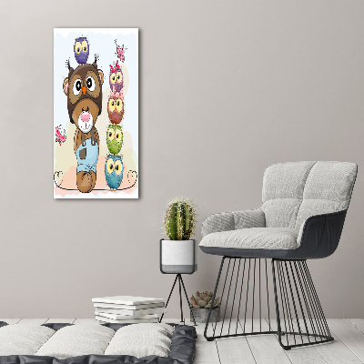 Tableau photo sur toile Ours en peluche et hiboux