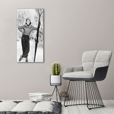 Tableau sur toile Femme avec des skis