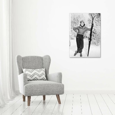 Tableau sur toile Femme avec des skis