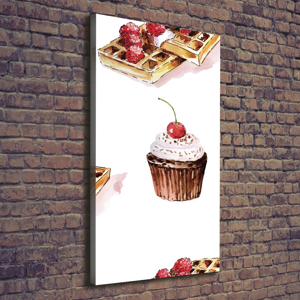 Tableau imprimé sur toile Cupcakes et gaufres