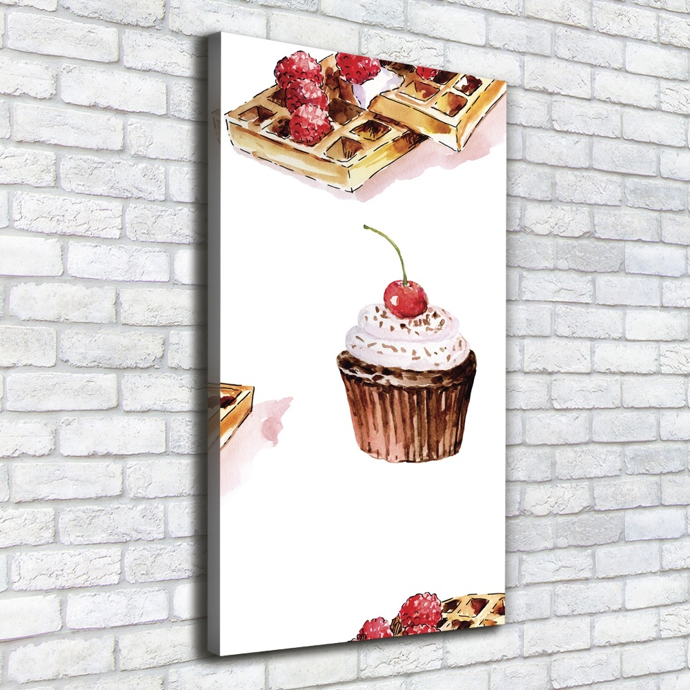 Tableau imprimé sur toile Cupcakes et gaufres