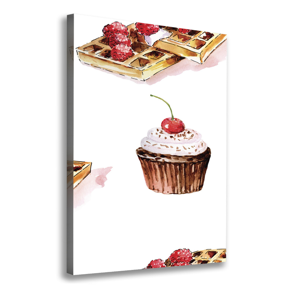 Tableau imprimé sur toile Cupcakes et gaufres