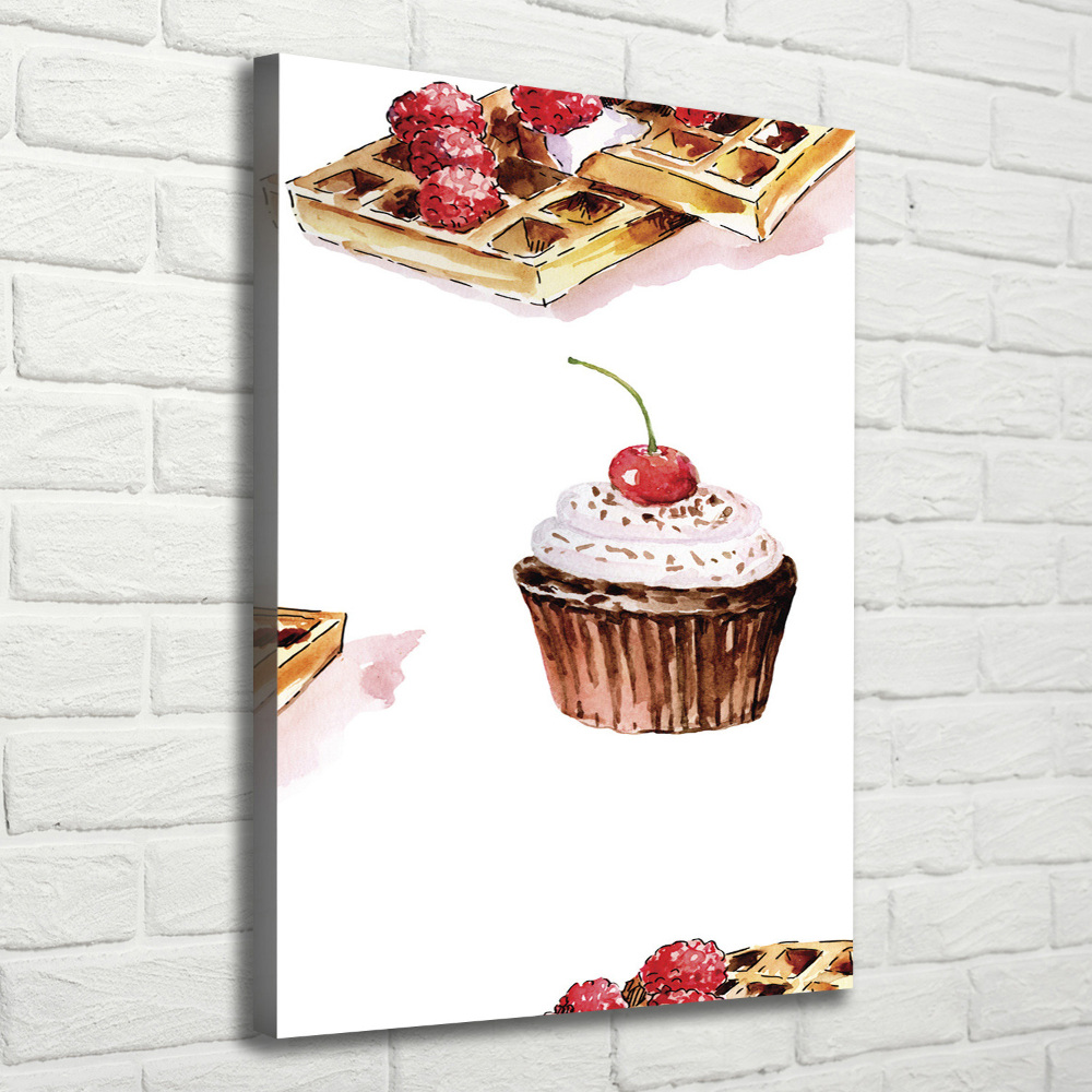 Tableau imprimé sur toile Cupcakes et gaufres