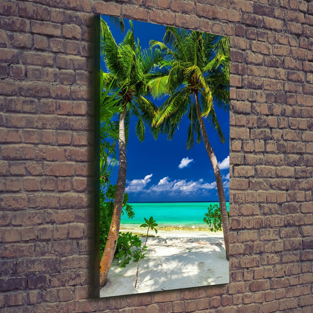 Tableau toile imprimée Plage tropicale palmiers