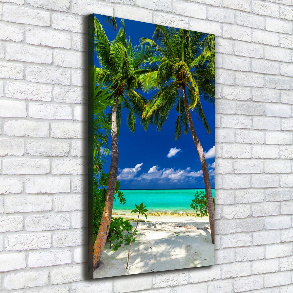 Tableau toile imprimée Plage tropicale palmiers