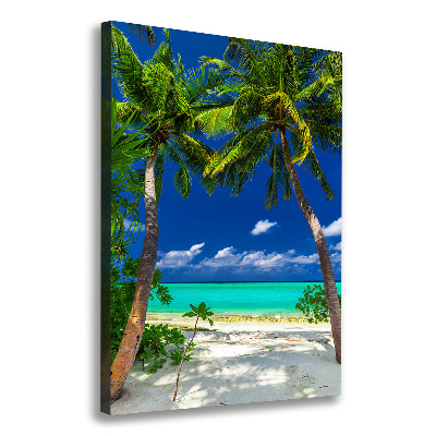 Tableau toile imprimée Plage tropicale palmiers