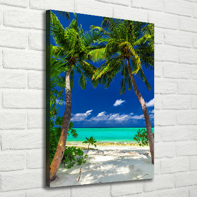 Tableau toile imprimée Plage tropicale palmiers