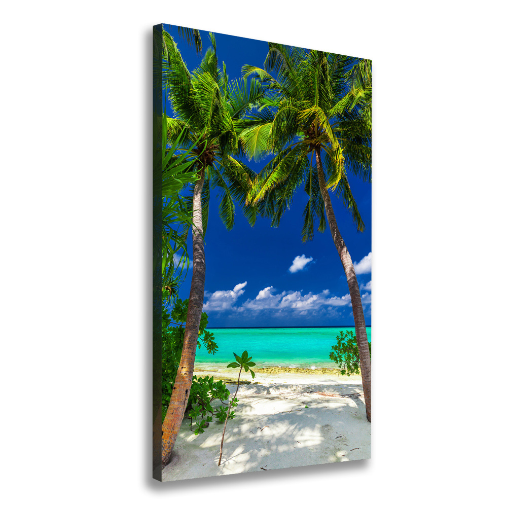 Tableau toile imprimée Plage tropicale palmiers