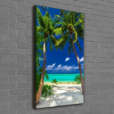 Tableau toile imprimée Plage tropicale palmiers