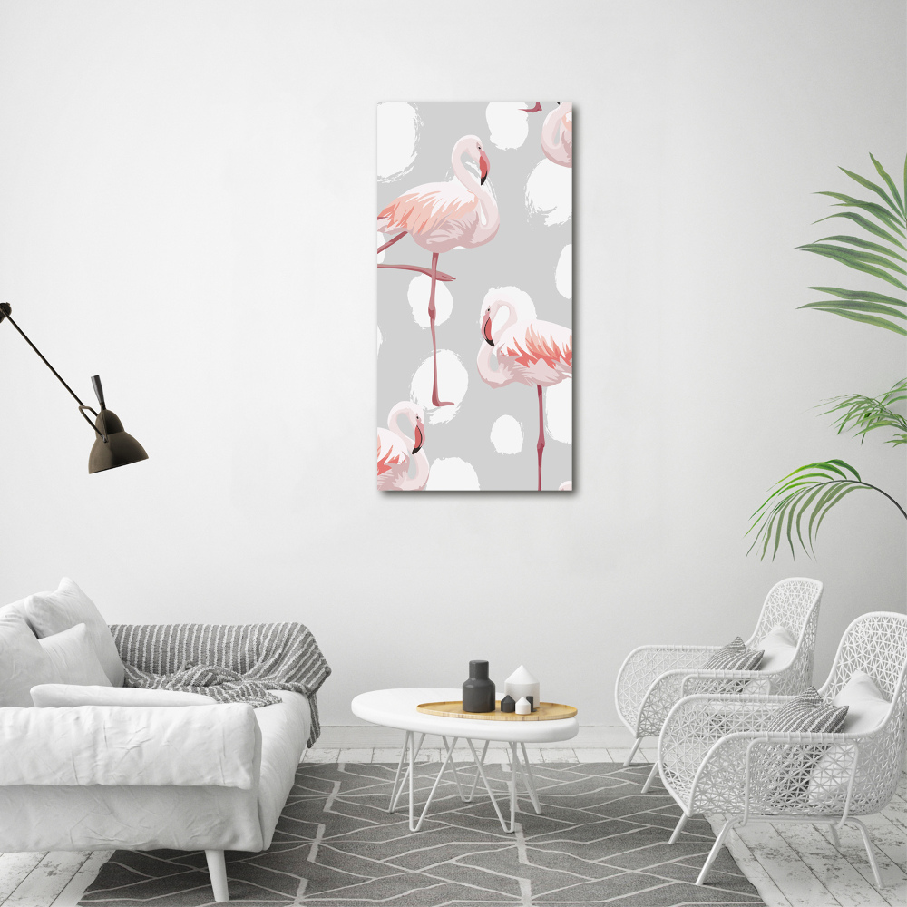 Tableau mural sur toile Flamants et points