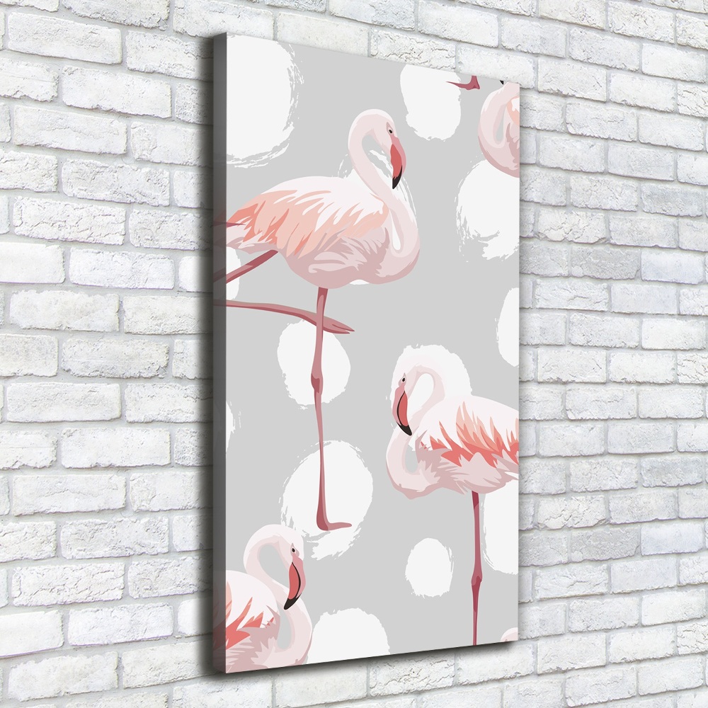 Tableau mural sur toile Flamants et points