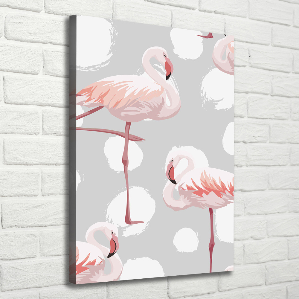 Tableau mural sur toile Flamants et points