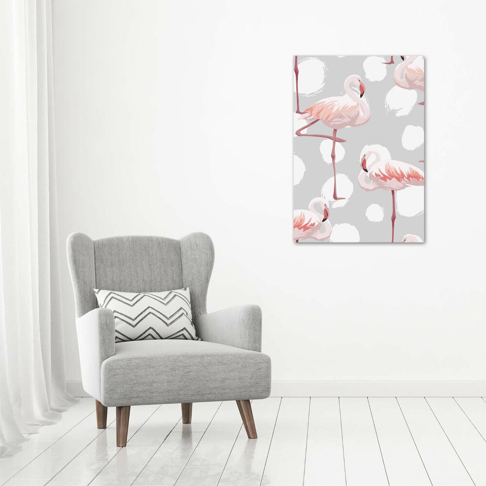 Tableau mural sur toile Flamants et points