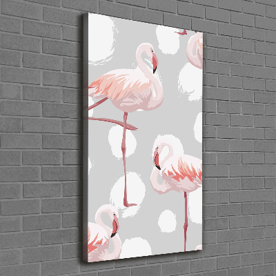 Tableau mural sur toile Flamants et points