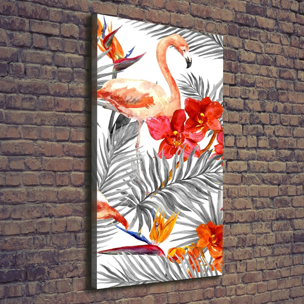 Tableau photo sur toile Flamants et fleurs