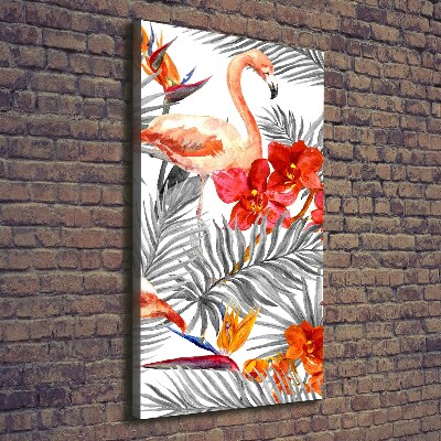 Tableau photo sur toile Flamants et fleurs