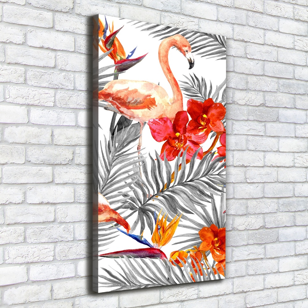 Tableau photo sur toile Flamants et fleurs