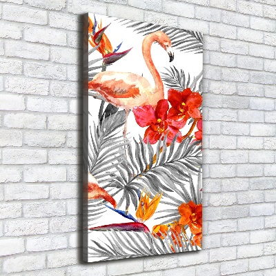 Tableau photo sur toile Flamants et fleurs