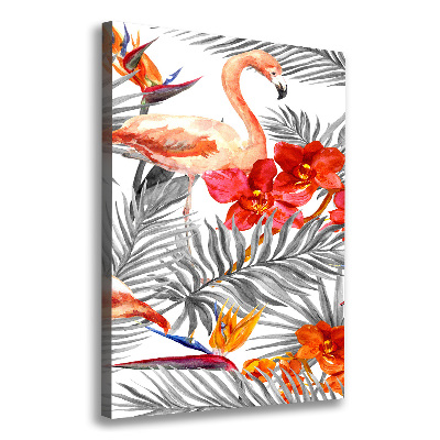 Tableau photo sur toile Flamants et fleurs