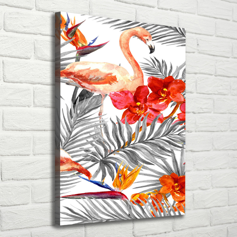 Tableau photo sur toile Flamants et fleurs