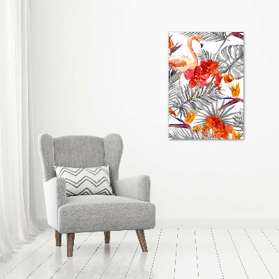 Tableau photo sur toile Flamants et fleurs