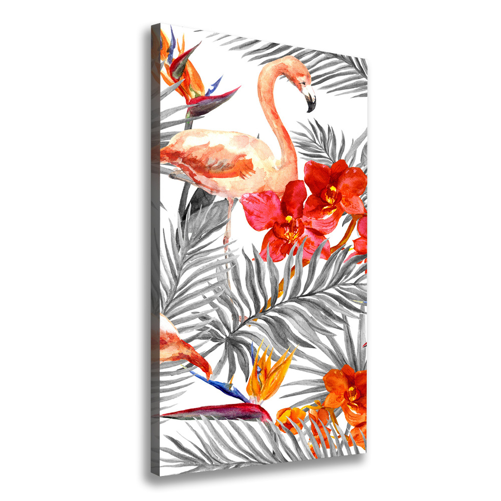 Tableau photo sur toile Flamants et fleurs