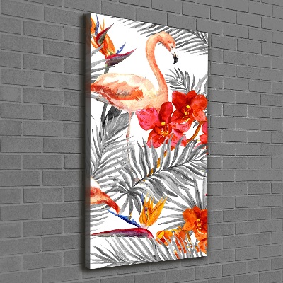 Tableau photo sur toile Flamants et fleurs