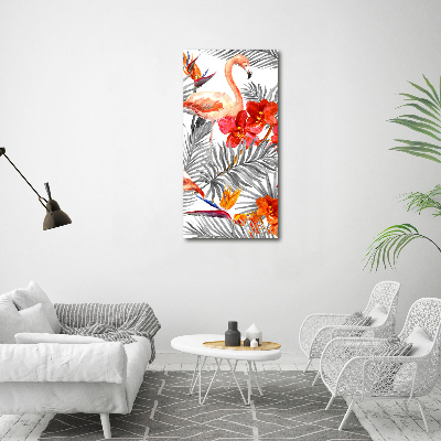 Tableau photo sur toile Flamants et fleurs