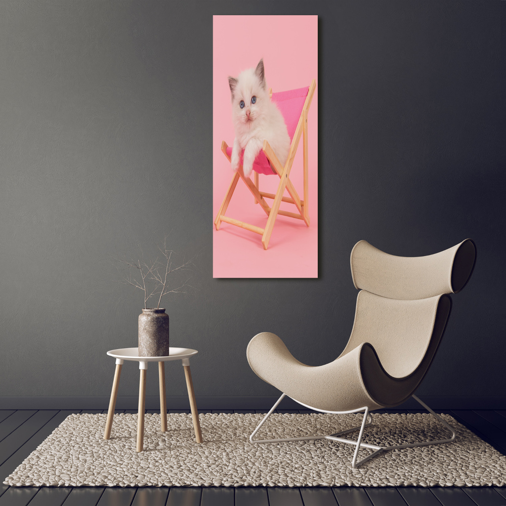 Tableau sur toile Chat dans une chaise longue