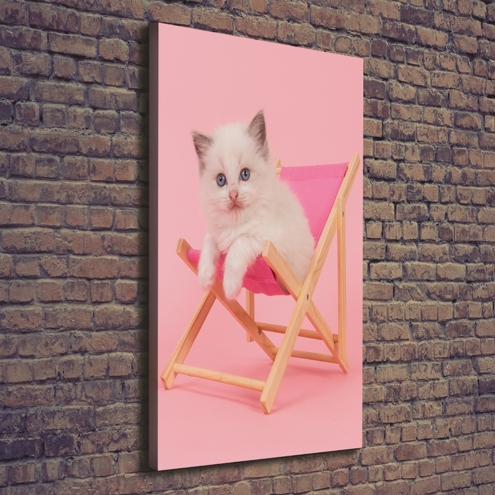 Tableau sur toile Chat dans une chaise longue