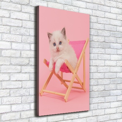 Tableau sur toile Chat dans une chaise longue