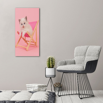 Tableau sur toile Chat dans une chaise longue