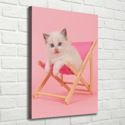 Tableau sur toile Chat dans une chaise longue