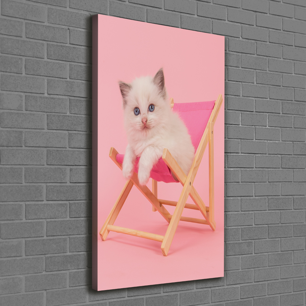 Tableau sur toile Chat dans une chaise longue