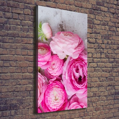 Tableau toile imprimée Renoncules roses