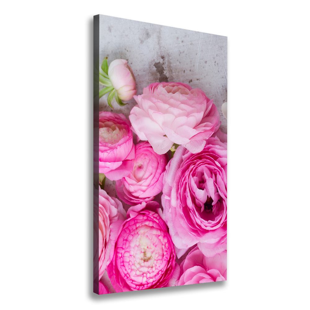 Tableau toile imprimée Renoncules roses