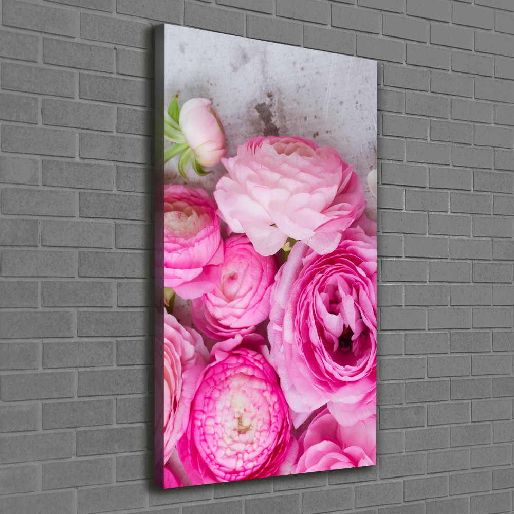 Tableau toile imprimée Renoncules roses