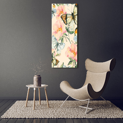 Tableau photo sur toile Roses et papillons