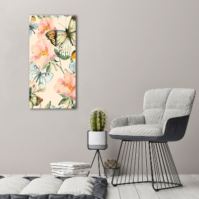 Tableau photo sur toile Roses et papillons