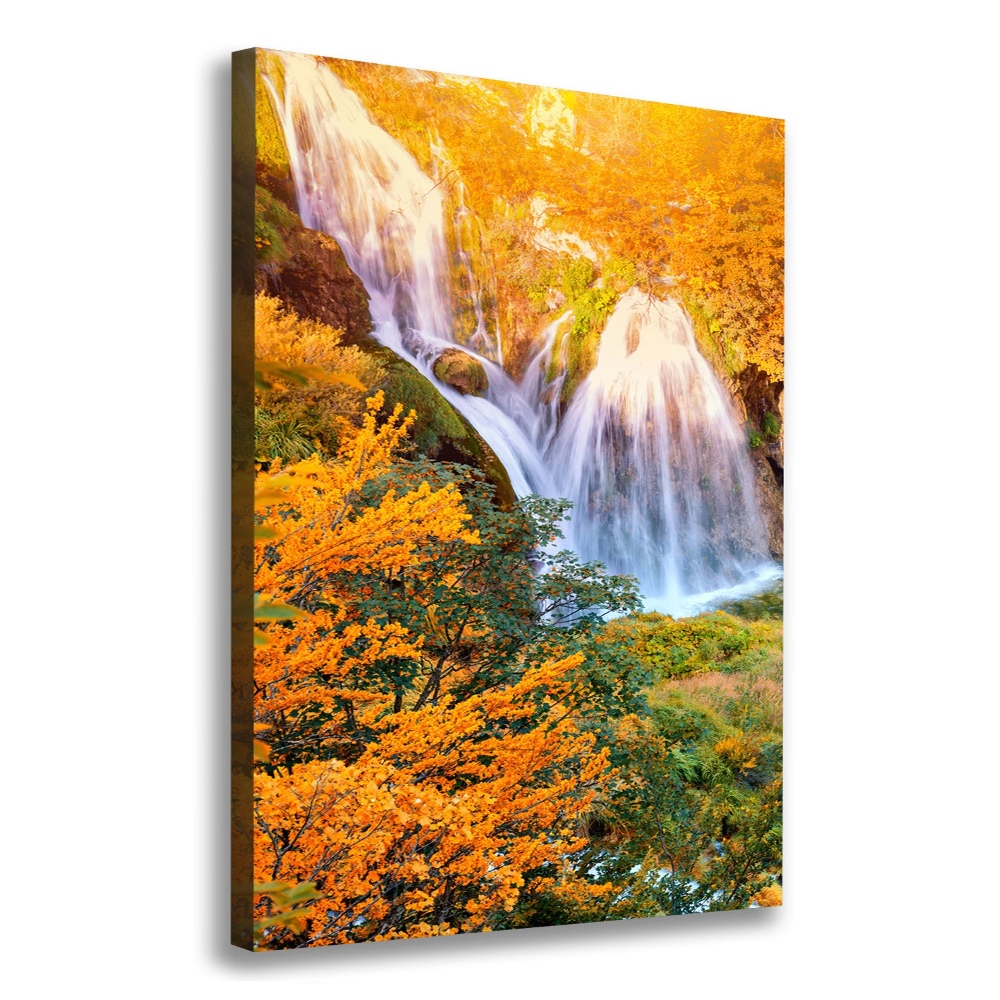 Tableau imprimé sur toile Cascade en automne