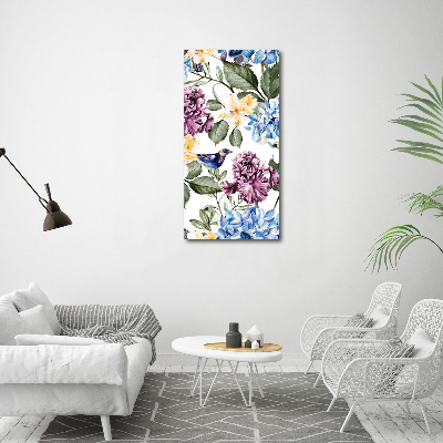 Tableau sur toile Fleurs et oiseaux