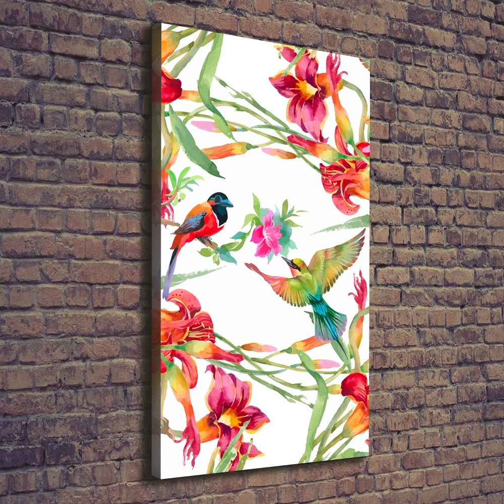 Tableau mural sur toile Oiseaux et fleurs