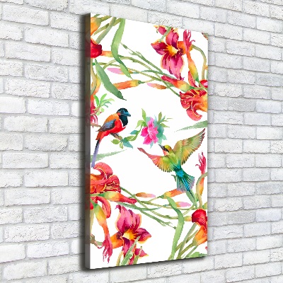 Tableau mural sur toile Oiseaux et fleurs