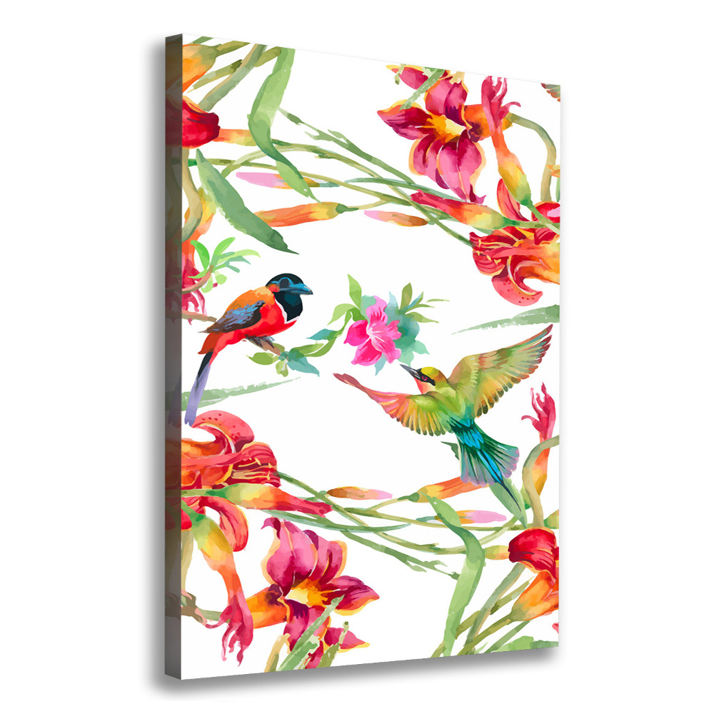 Tableau mural sur toile Oiseaux et fleurs