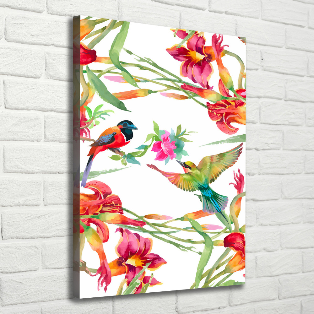 Tableau mural sur toile Oiseaux et fleurs