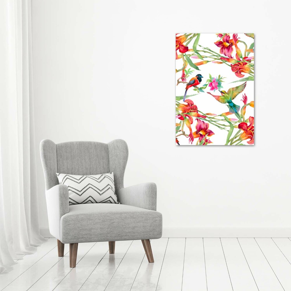 Tableau mural sur toile Oiseaux et fleurs